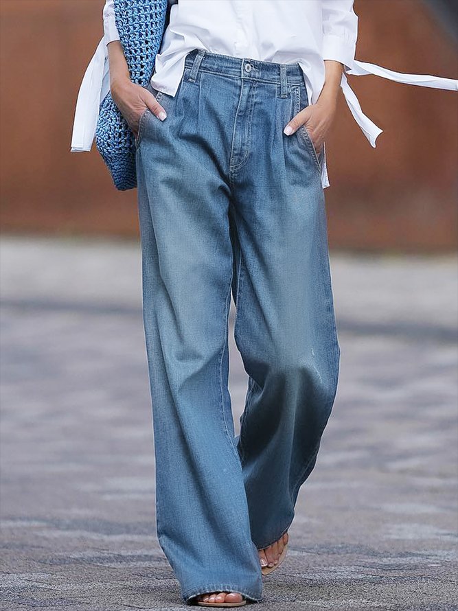 Loose Casual Wide Leg Jeans WK84 - fabuloryshop