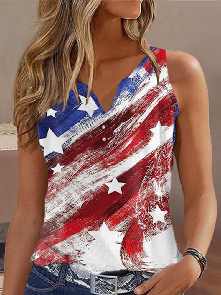 Notched Flag Casual Tank Top QW113 - fabuloryshop