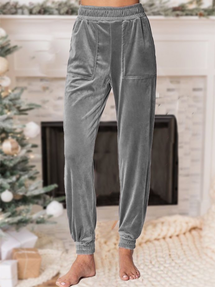 Plain Casual Loose Velvet Pants WK103 - fabuloryshop