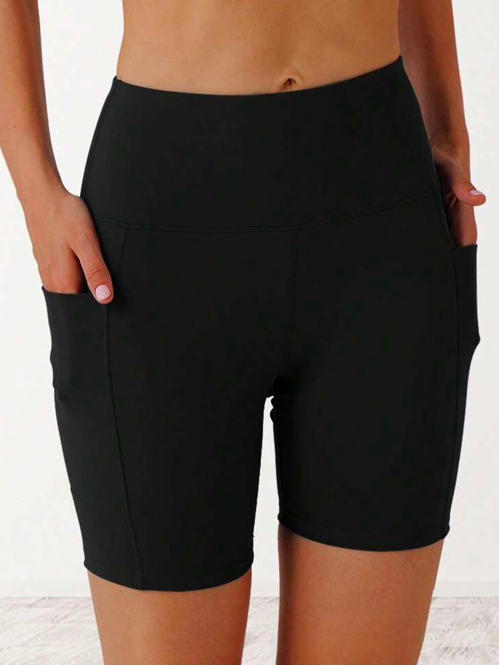 Casual Tight Wide Waistband Phone Pocket Side Biker Shorts WX79 - fabuloryshop