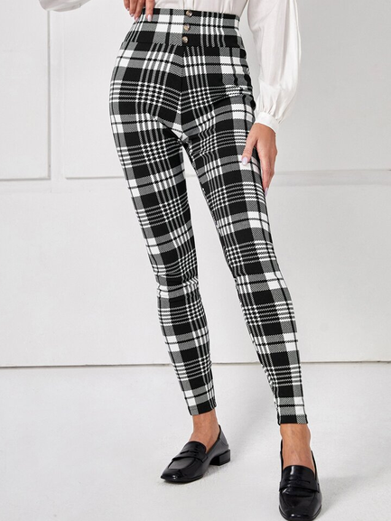 Geometric Cotton-Blend Leggings WK87 - fabuloryshop