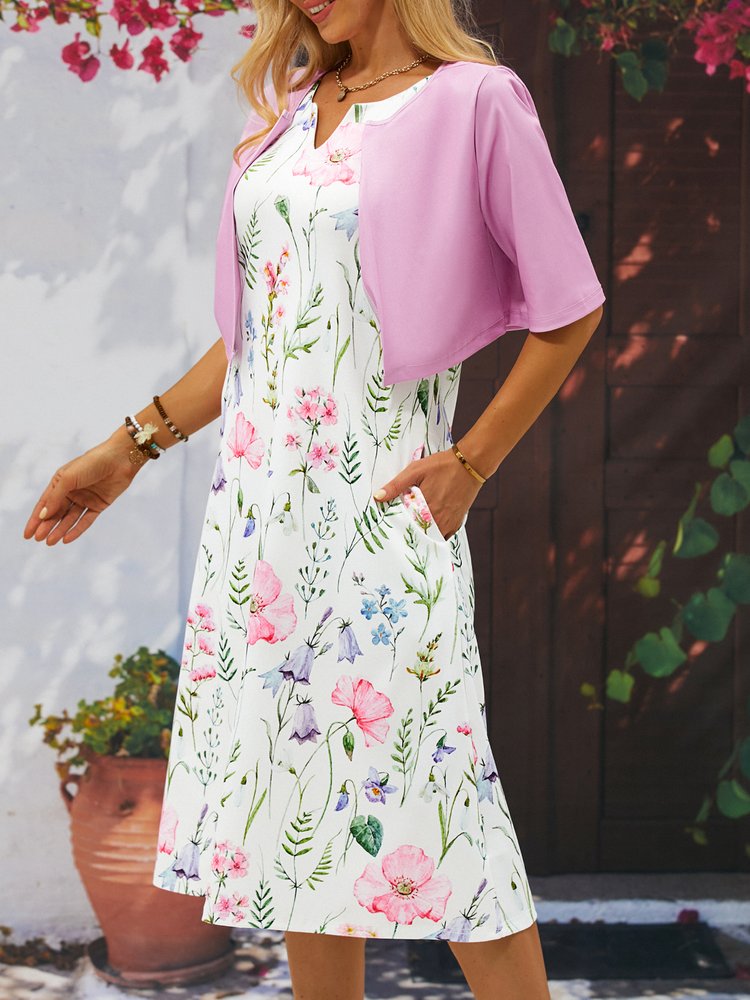 Regular Fit Elegant Wrap Floral Two-Piece Set QM115 - fabuloryshop