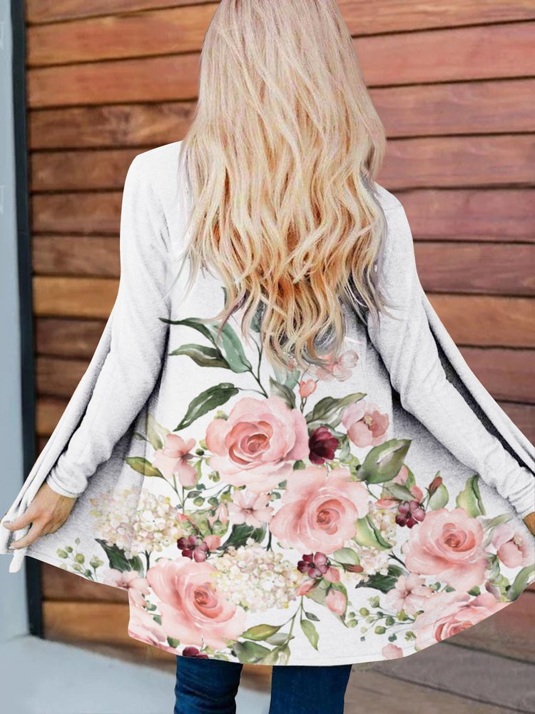 Floral Wrap Vacation Knitted Cardigan Coat QL108 - fabuloryshop