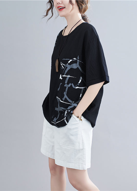 Bohemian Black Oversized Patchwork Print Cotton Tank Summer LY2375 - fabuloryshop