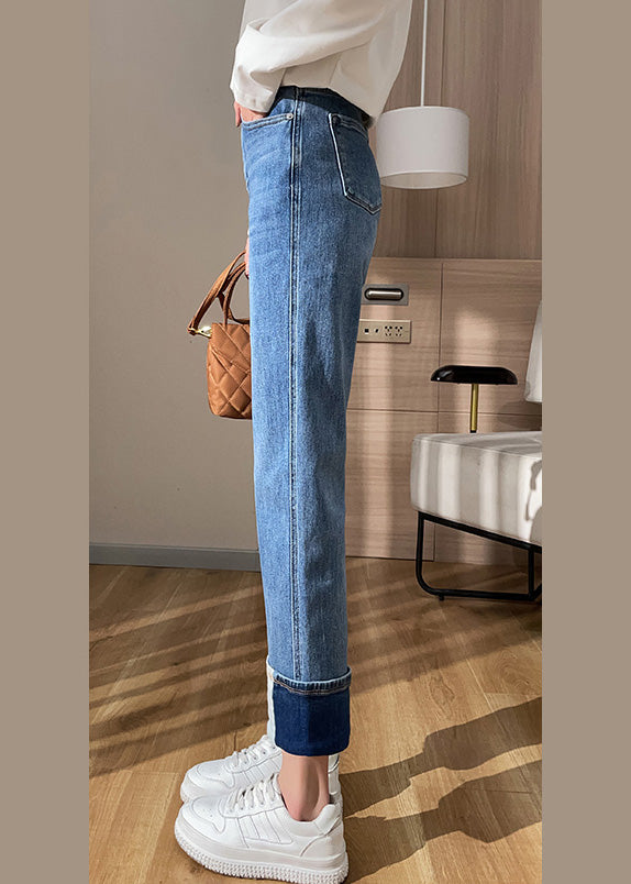 Bohemian Blue High Waist Cotton Denim Corp Pants Summer LY6167 - fabuloryshop
