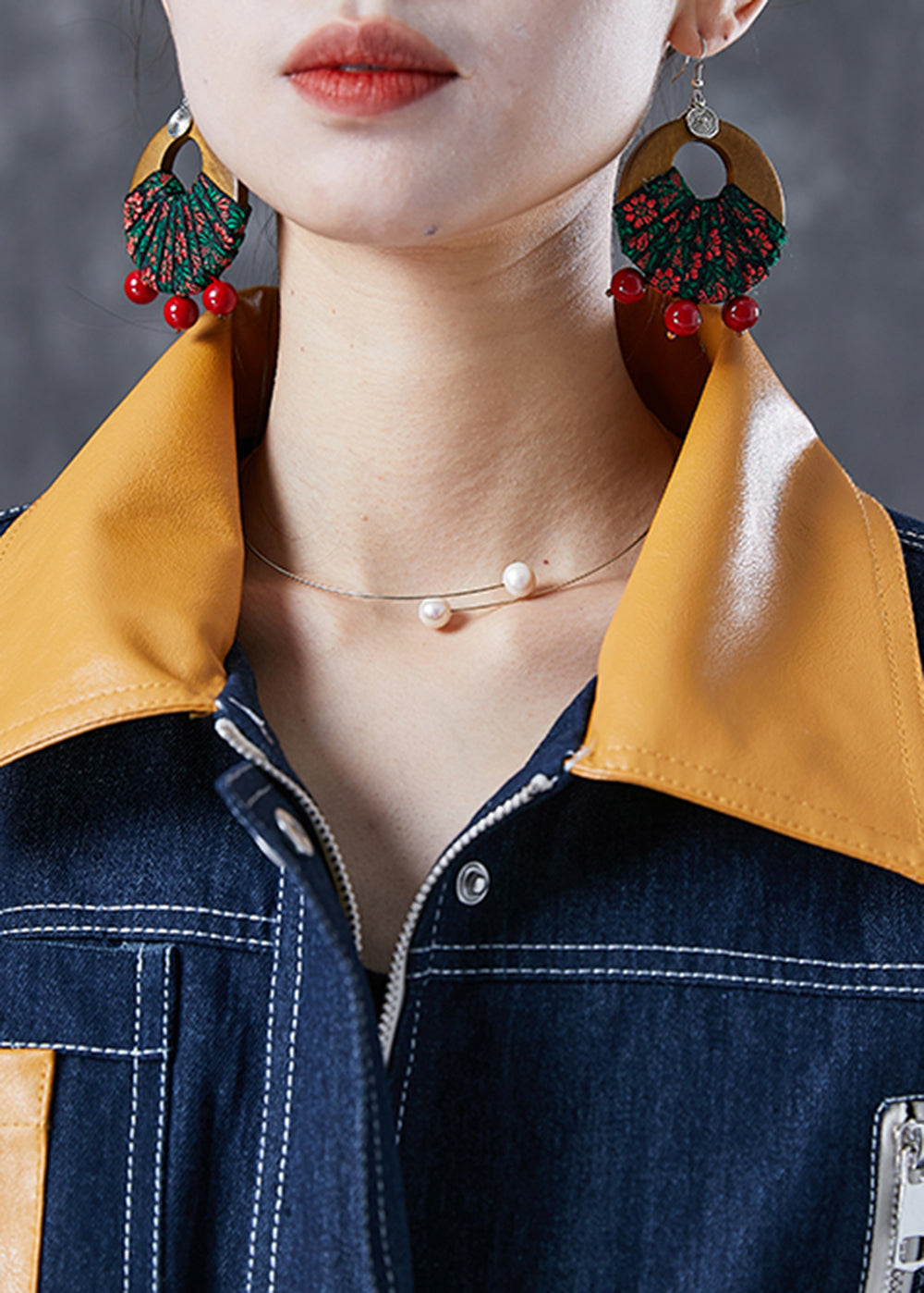 Boho Navy Oversized Patchwork Pockets Denim Coat Outwear Fall LY6732 - fabuloryshop