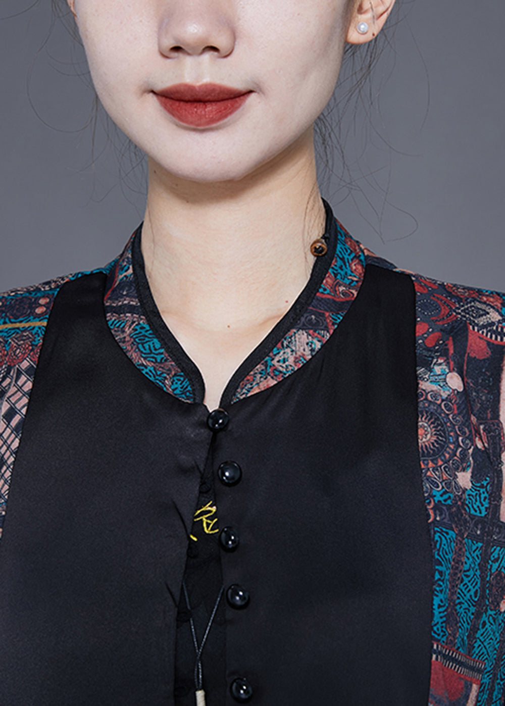 Boutique Black Oversized Patchwork Print Silk Women Sets 3 Pieces Summer LY3605 - fabuloryshop