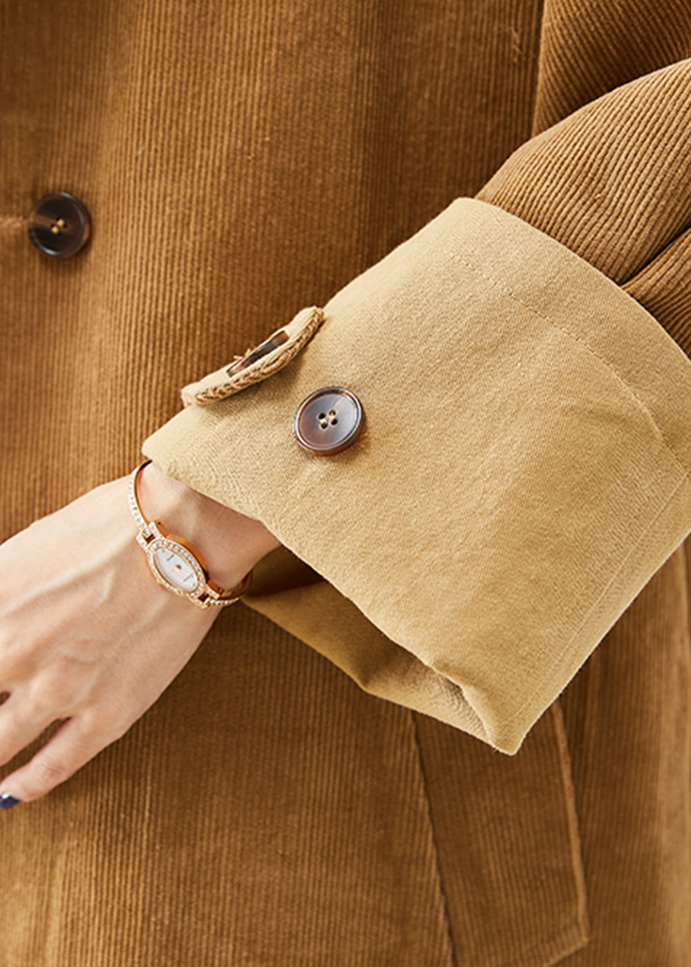 Boutique Coffee Oversized Wear On Both Sides Corduroy Trench Coat Fall Ada Fashion