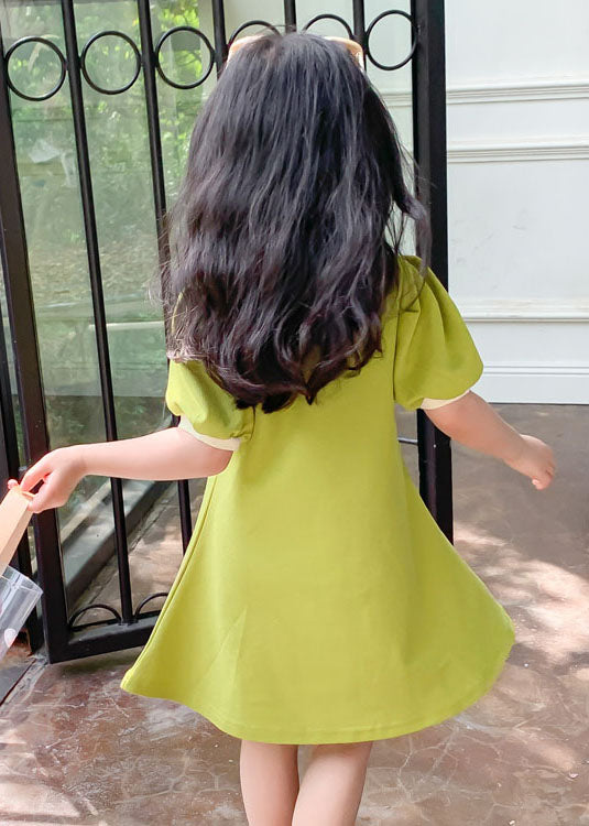 Boutique Green Peter Pan Collar Patchwork Cotton Baby Girls Dresses Summer LY5481 - fabuloryshop