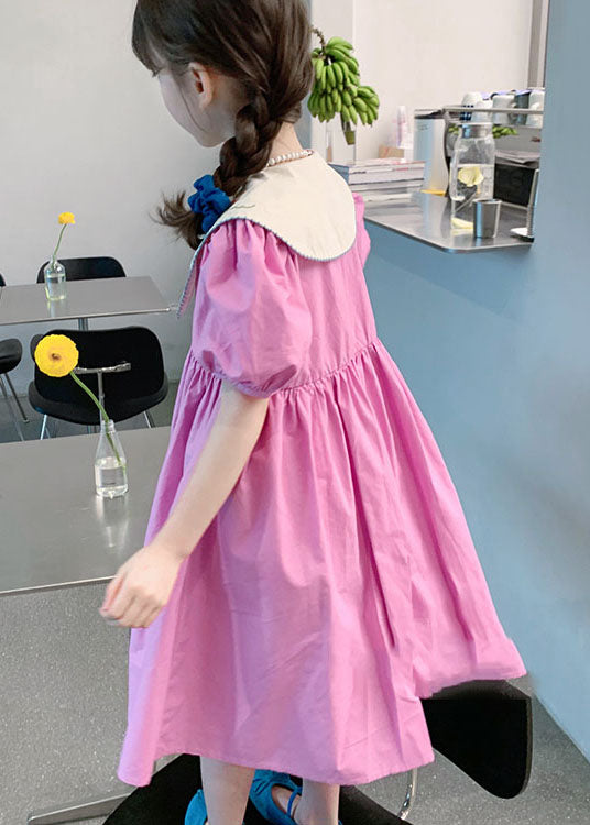 Boutique Purple Embroideried Patchwork Cotton Kids Girls Dress Summer LY5518 - fabuloryshop