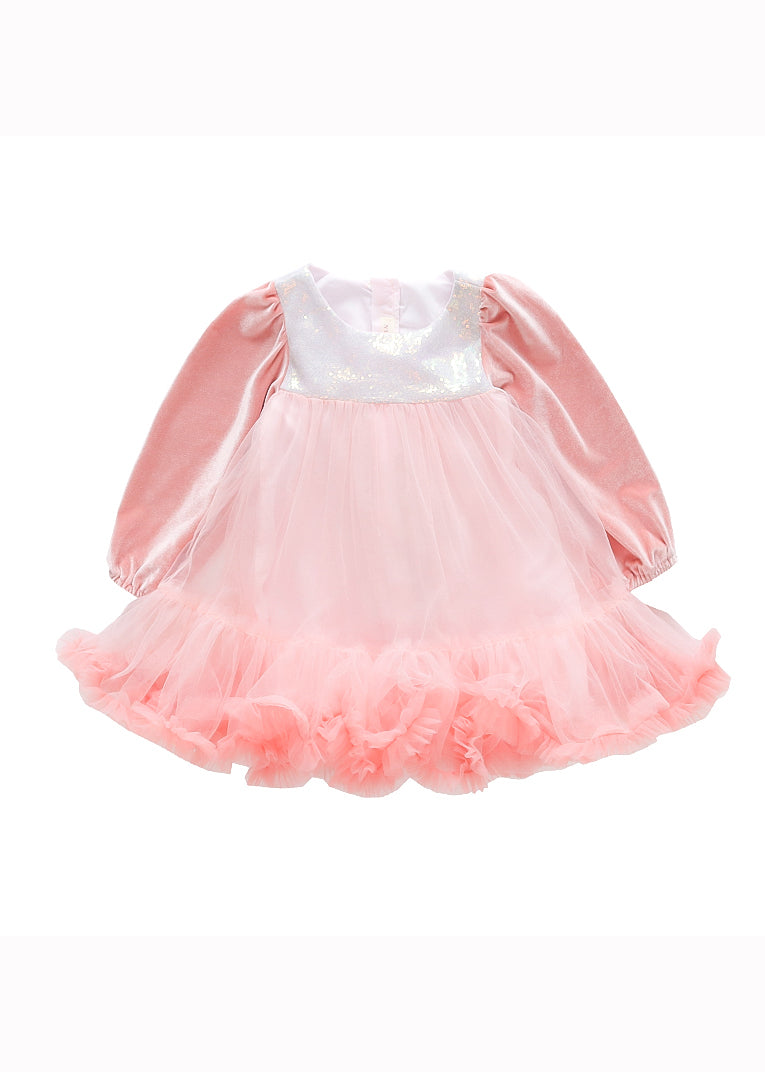 Boutique Purple Sequins Ruffled Patchwork Tulle Kids Girls Robe Dresses Fall Ada Fashion