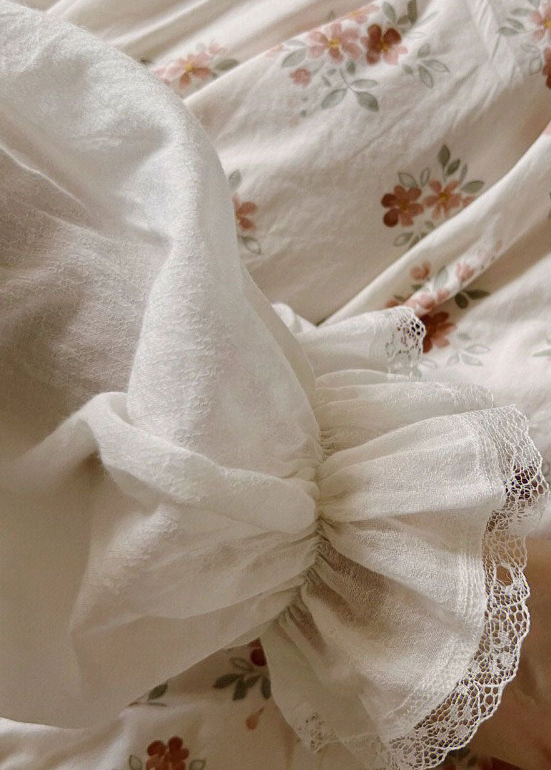 Boutique White Lace Wrinkled Patchwork Cotton Dresses Spring LY2759 - fabuloryshop