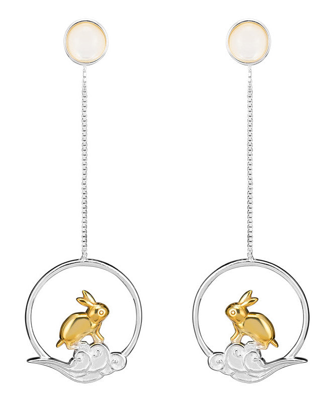Casual Yellow Sterling Silver xiangyun Rabbit Drop Earrings LY2215 - fabuloryshop