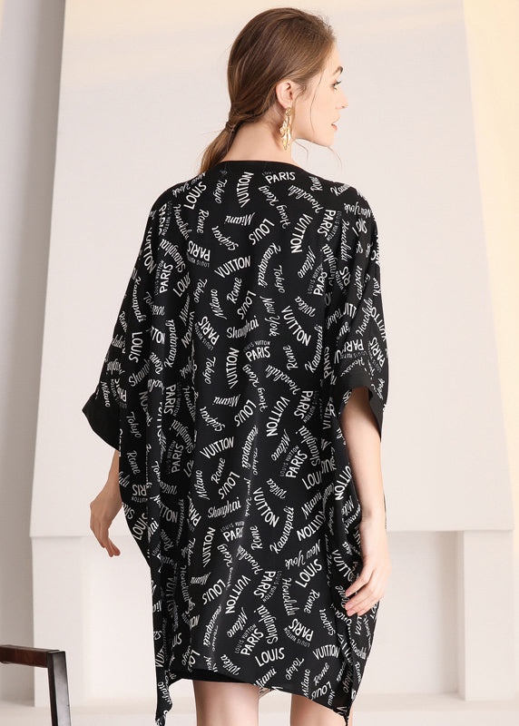 Chic Colorblock Zip Up Oversized Letter Print Chiffon Cardigans Summer LY0324 - fabuloryshop