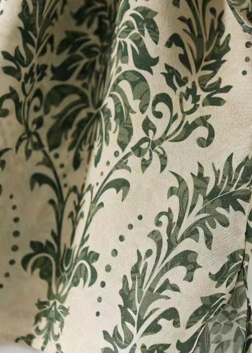 Chic Green Slash Neck Print Patchwork Chiffon Shirt Tops Summer LY6969 Ada Fashion