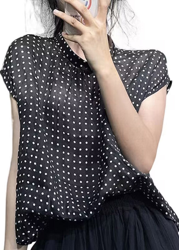 Classy Black O-Neck Dot Top Sleeve LY2966 - fabuloryshop