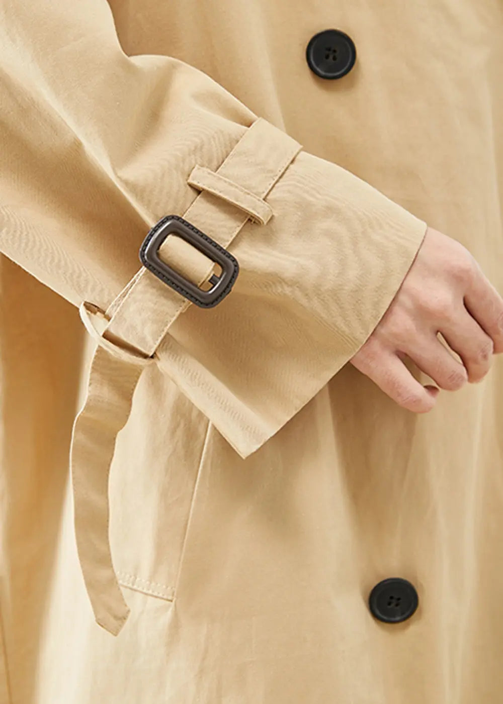 Classy Khaki Oversized Double Breast Cotton Trench Fall Ada Fashion