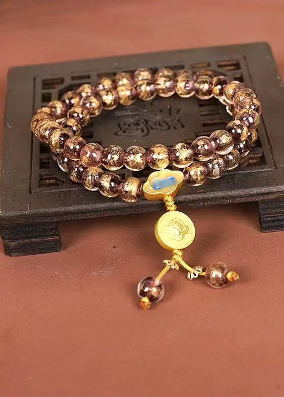 DIY Gold Coloured Glaze Buddha Beads Charm Bracelet Ada Fashion