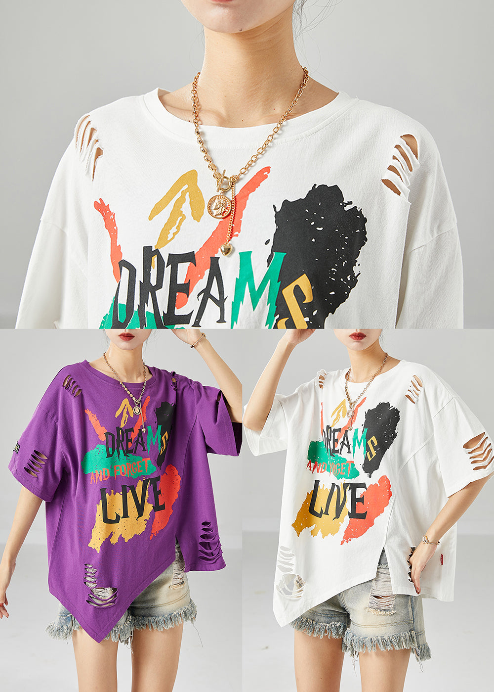 DIY Purple Asymmetrical Print Cotton Tank Tops Summer LY6709 - fabuloryshop