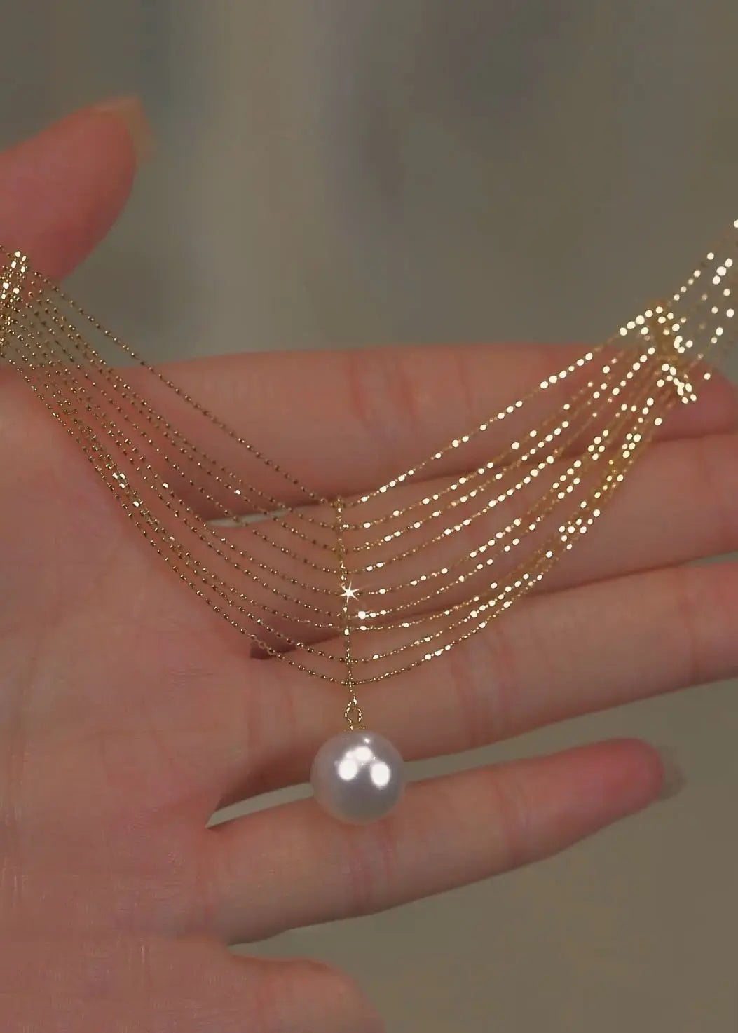 Elegant Gold Pearl Lace Tassel Pendant Necklace Ada Fashion