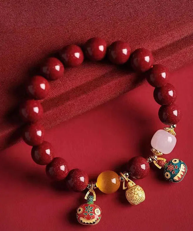 Elegant Mulberry Purple Gold Sand Swallowing Gold Beast Bracelet Charm Bracelet Ada Fashion