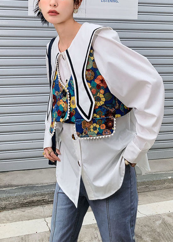 Fine Colorblock Jacquard Nail bead Patchwork Cotton Vest Spring LY0771 - fabuloryshop