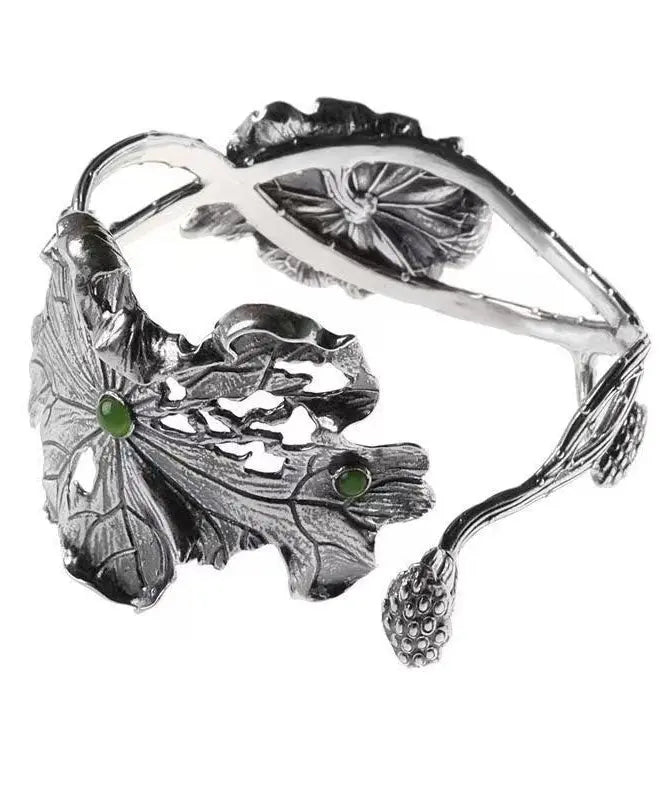 Fine Silk Sterling Silver Inlaid Jade Cuff Ada Fashion