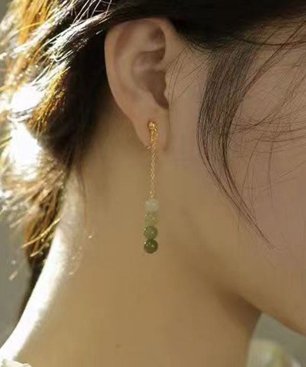 Gradient Color Green Jade Pearl Drop Earrings Ada Fashion