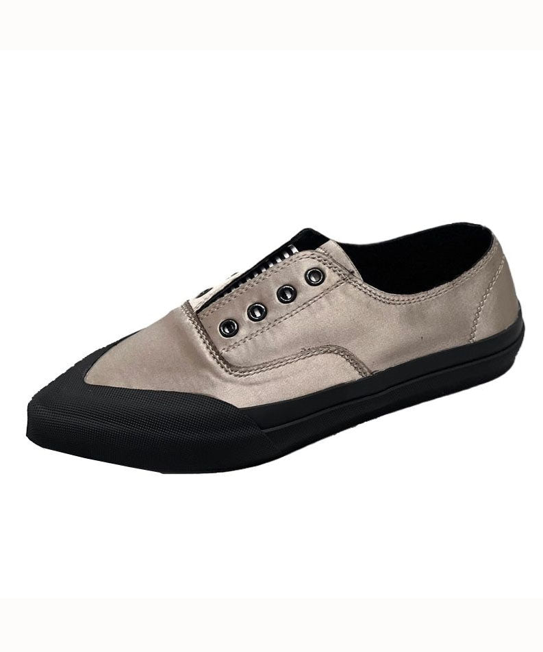 Khaki Silk Blended Boutique Splicing Pointed Toe Flat Shoes For Women LY2672 - fabuloryshop