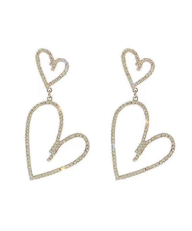 Modern Silk Zircon Asymmetricar Love Heart Drop Earrings LY1787 - fabuloryshop
