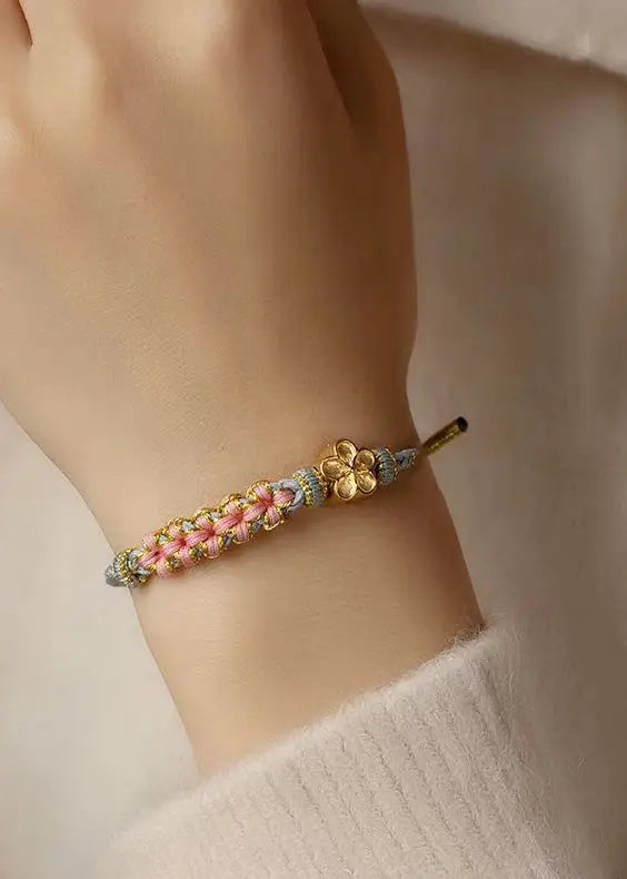 New Handwoven Grey Peach Blossom Good Luck Bracelet Ada Fashion