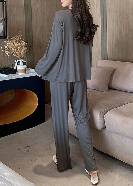 Organic Pink O-Neck Patchwork Cotton Pajamas Two Pieces Set Long Sleeve LY2801 - fabuloryshop