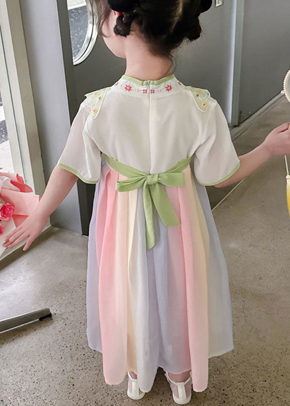 Oriental Green Tasseled Embroideried Patchwork Chiffon Baby Girls Dress Summer LY6465 Ada Fashion