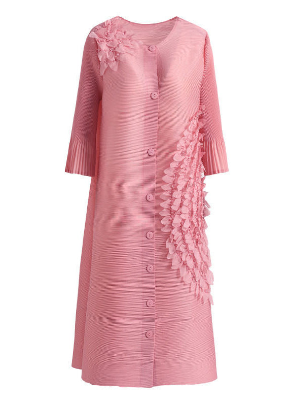 Pink Patchwork Mid Dress Oversized Nail Bead Summer LY2736 - fabuloryshop