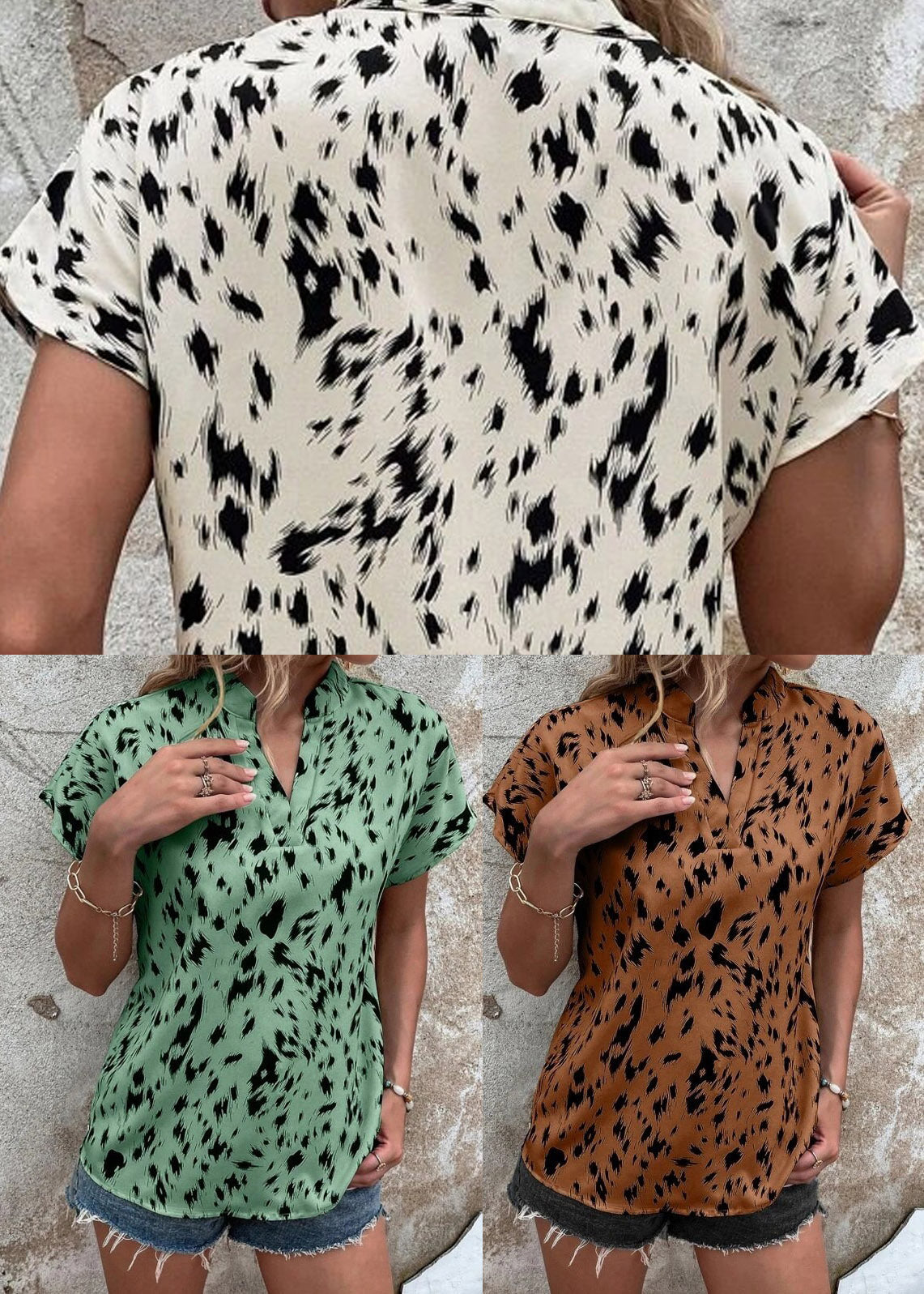Plus Size Chocolate V Neck Cozy Shirts Short Sleeve LY3898 - fabuloryshop