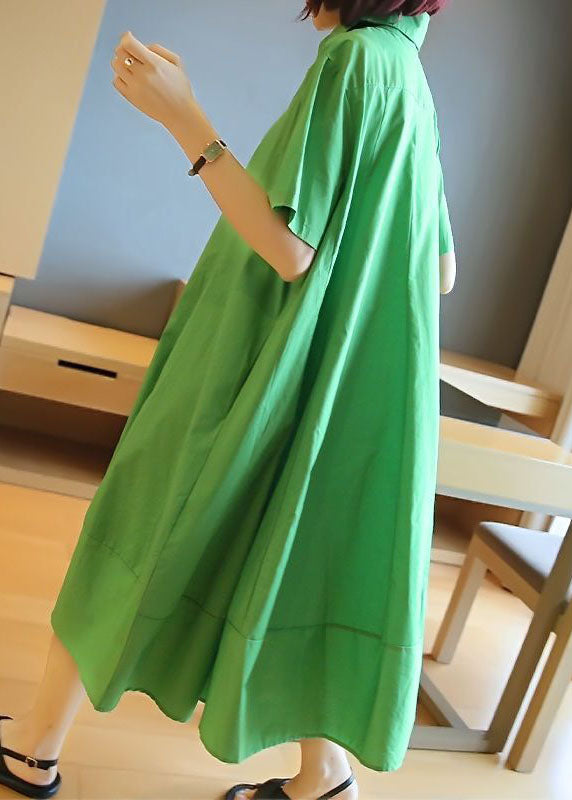 Plus Size Green Oversized Patchwork Exra Large Hem Cotton Shirt Dresses Summer LY1458 - fabuloryshop