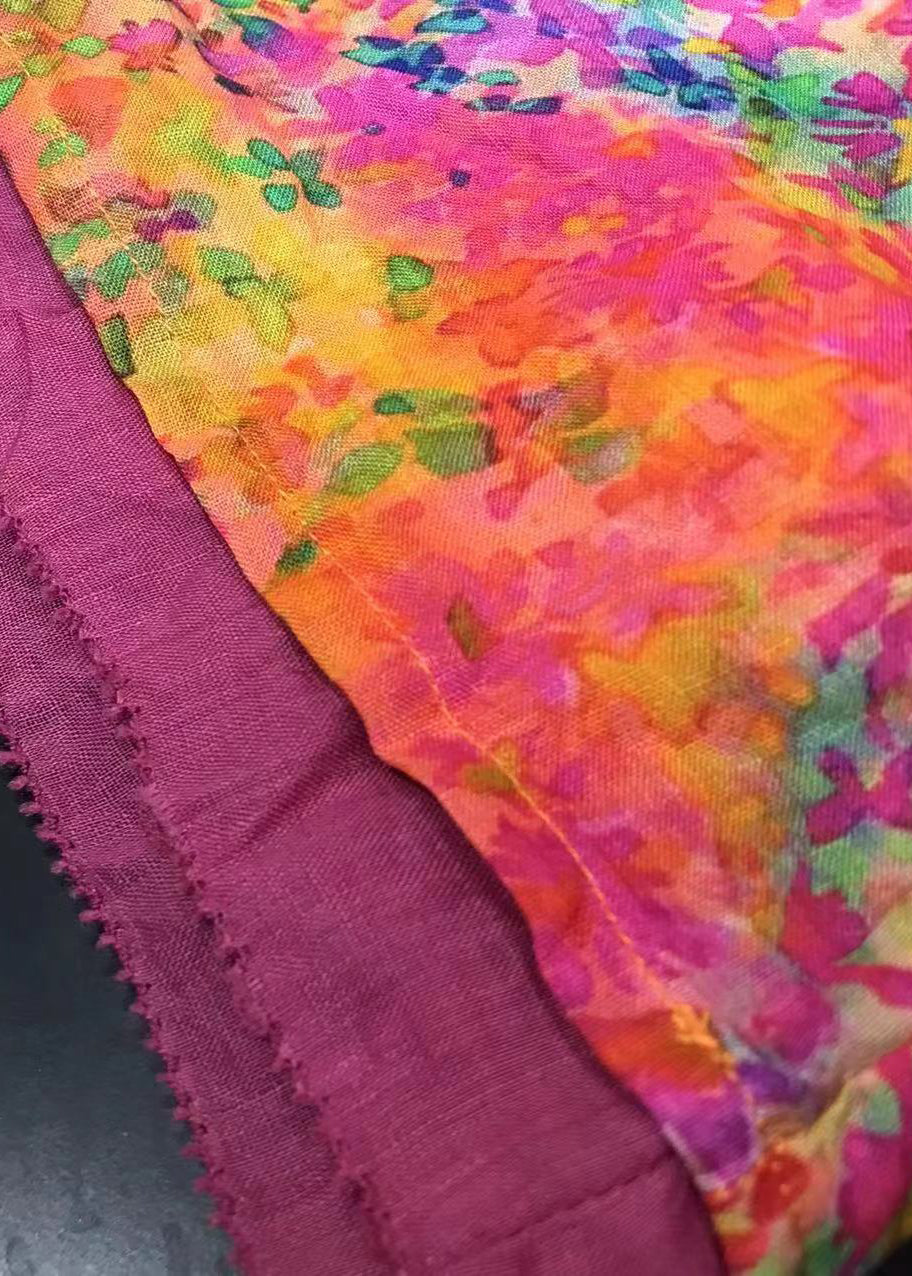 Plus Size Orange O Neck Print Patchwork Linen Blouse Tops Summer Ada Fashion