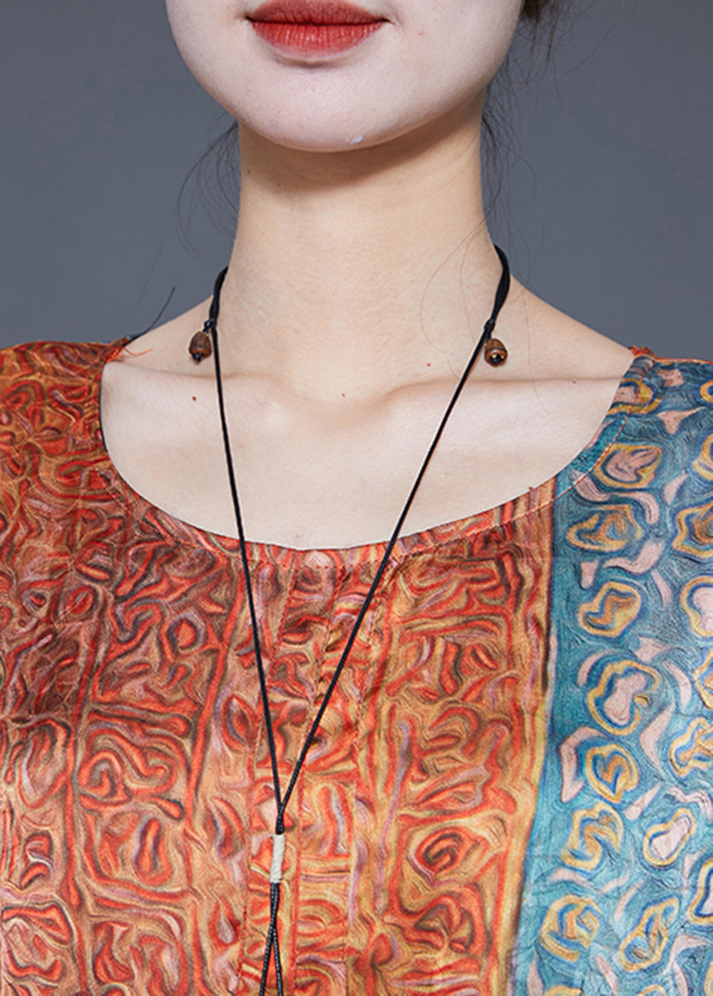 Plus Size Orange Oversized Print Pockets Silk Vacation Dresses Summer LY5581 - fabuloryshop