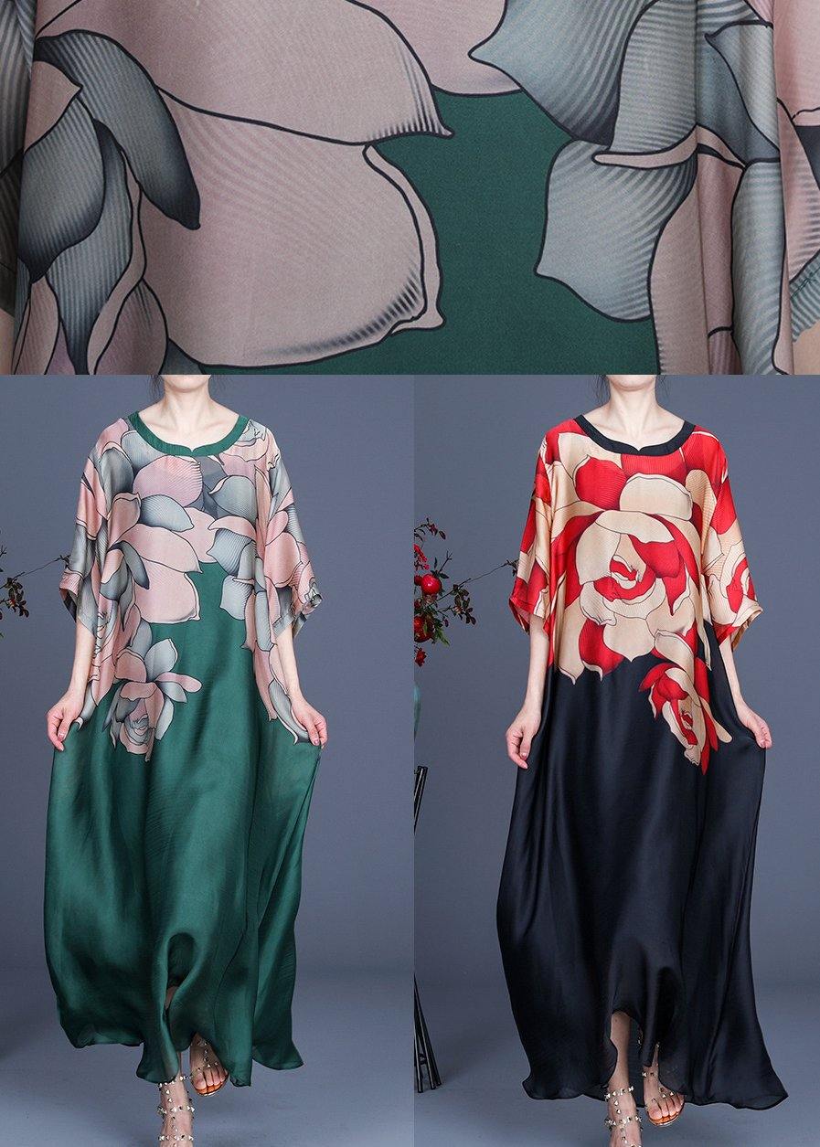 Plus Size floral pattern Print O-Neck Chiffon Summer Dress Ada Fashion