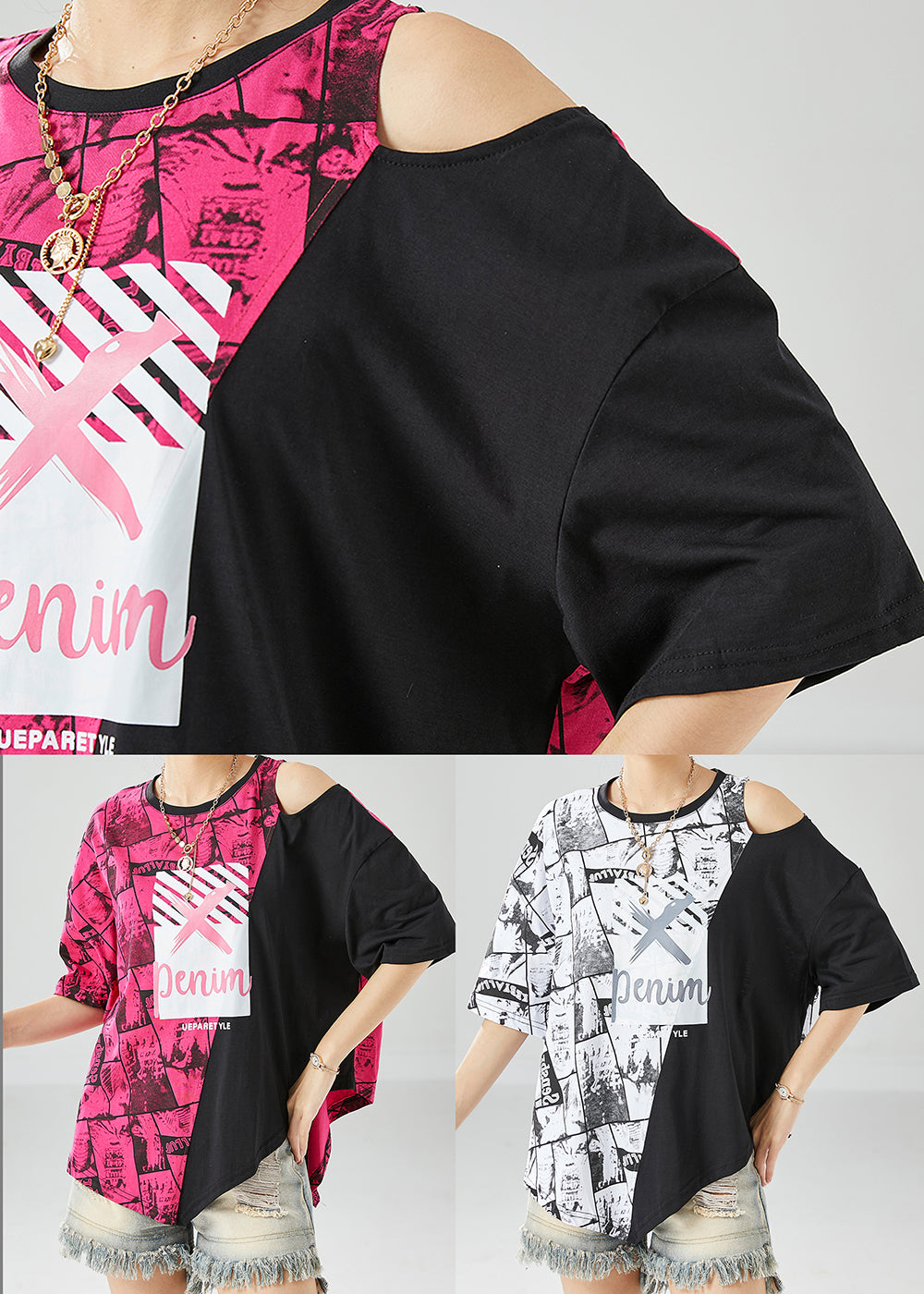 Rose Patchwork Cotton Tanks Off The Shoulder Print Summer LY6109 - fabuloryshop