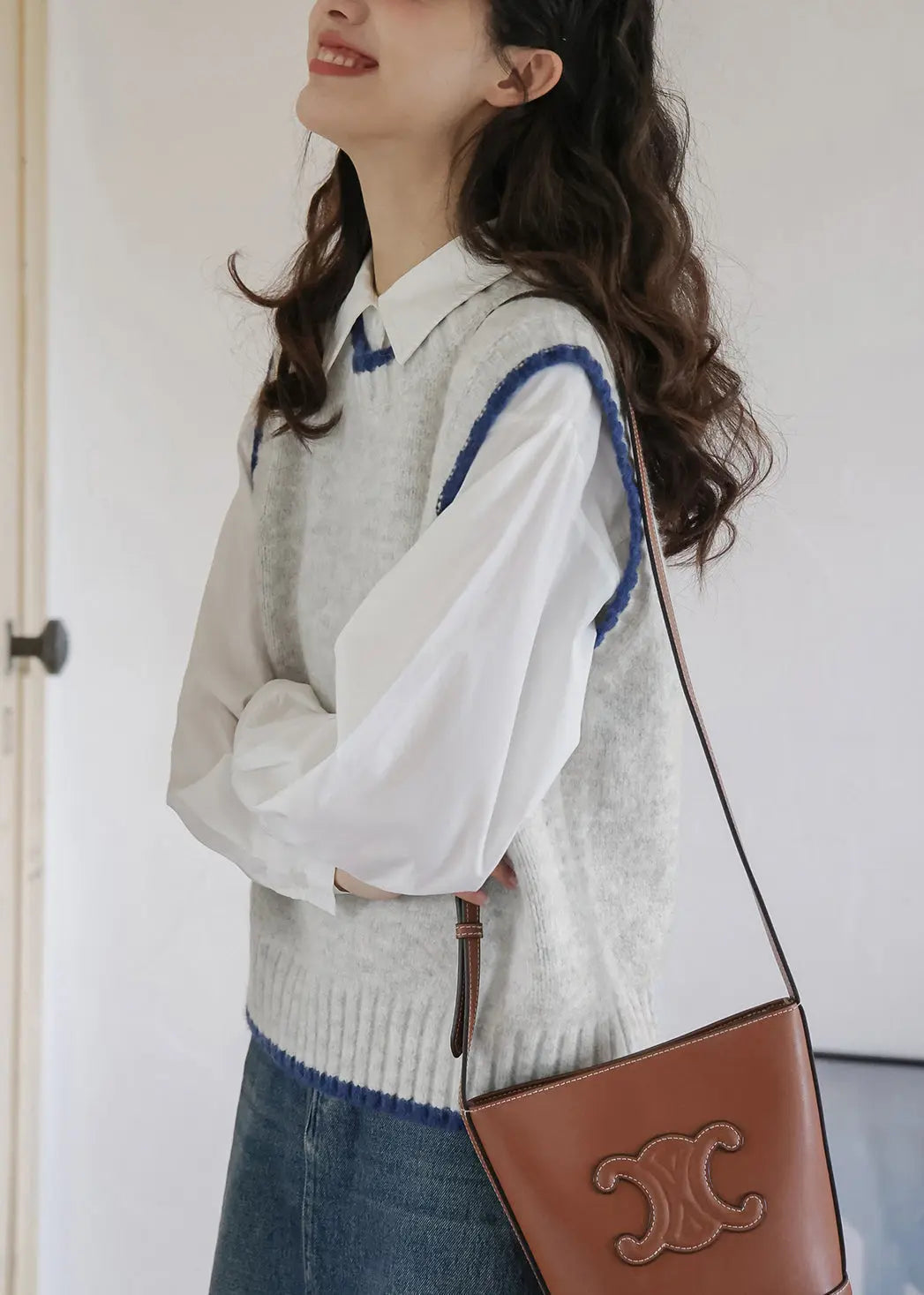 Simple Grey O Neck Cozy Cotton Knit Waistcoat Sleeveless Ada Fashion