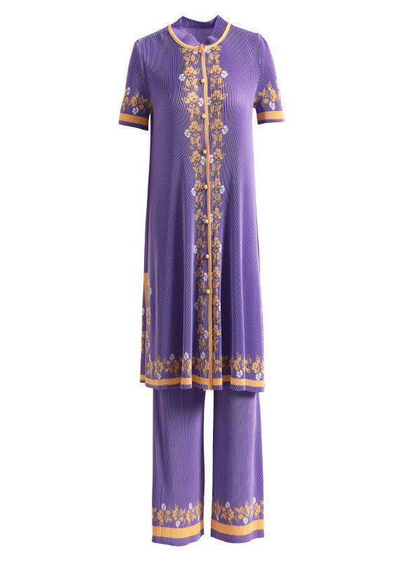Simple Purple Oversized Wrinkled Two Pieces Set Summer LY2748 - fabuloryshop