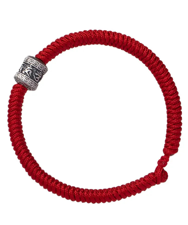 Simple Red Hand Knitting Six Characters Bucket Bead Bracelet Ada Fashion