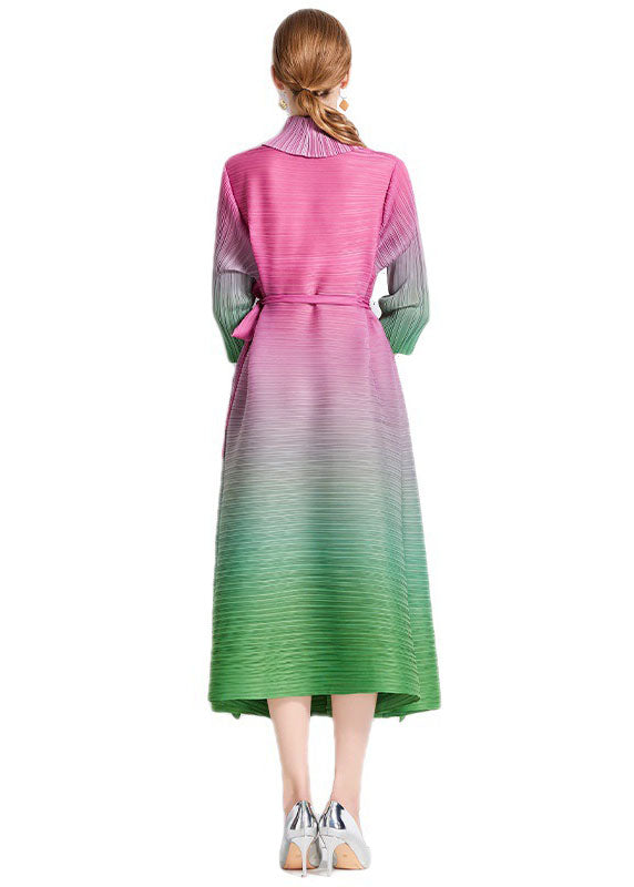 Unique Blue Gradient Ruffled Tie Waist Patchwork Chiffon Long Dress Summer LY7441 - fabuloryshop