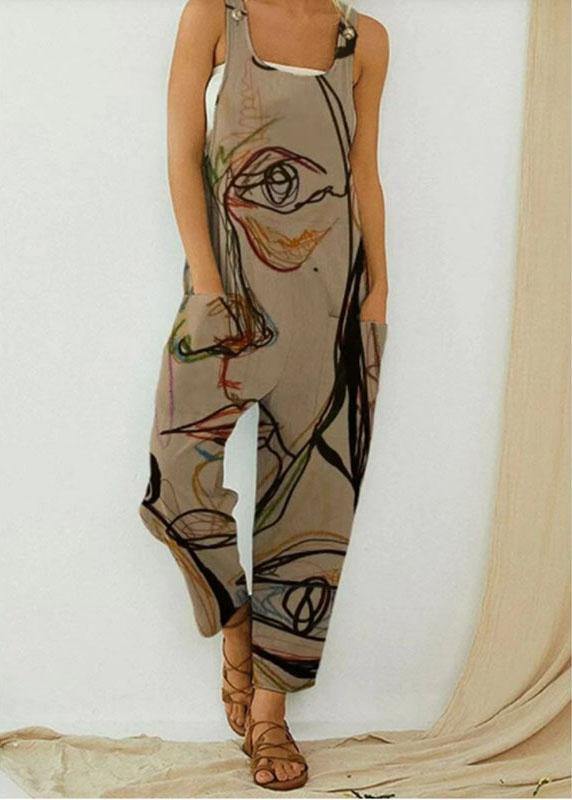 Vintage Print Straps Women Jumpsuit - fabuloryshop