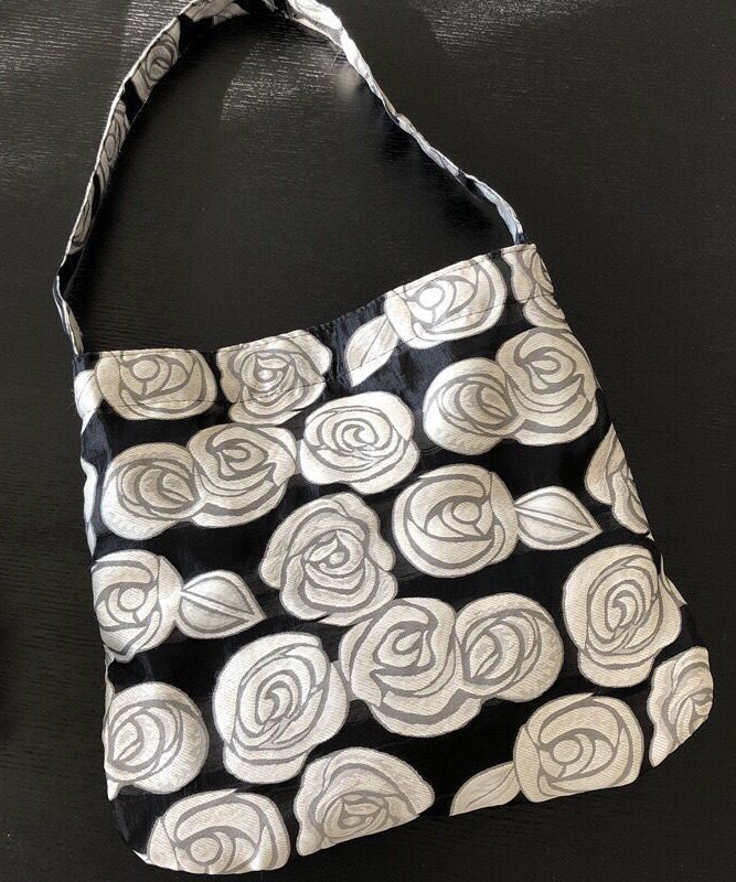 Vintage Black Rose Jacquard Organza Satchel Handbag LY1751 - fabuloryshop