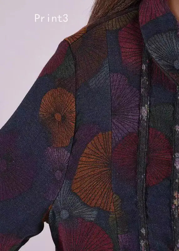 Vintage Print Peter Pan Collar Patchwork Cotton Shirts Dresses Fall Ada Fashion