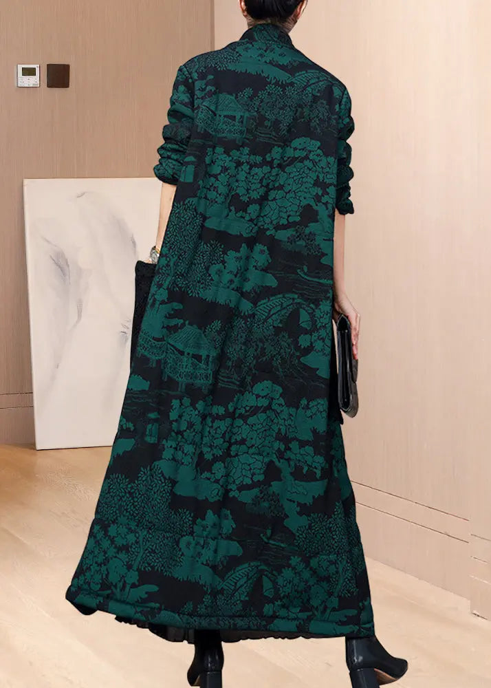 Vintage Red Jacquard Pockets Fine Cotton Filled Coat Winter Ada Fashion