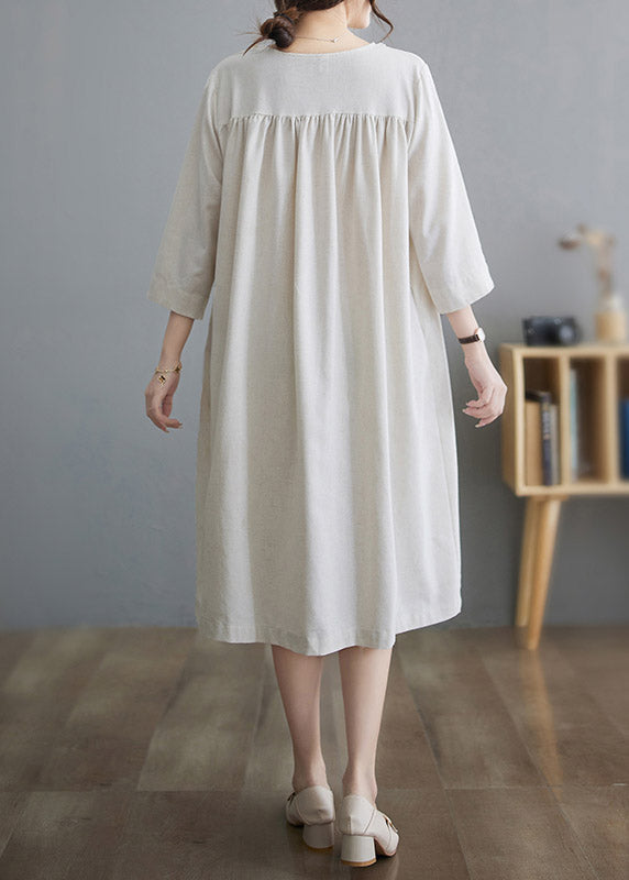 Vintage Ruffled Patchwork Solid Linen Maxi Dress Summer LY2999 - fabuloryshop