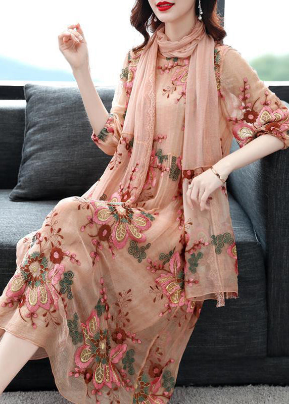 Women Grey Embroideried Scarf Silk Holiday Dress Bracelet Sleeve LY0982 - fabuloryshop